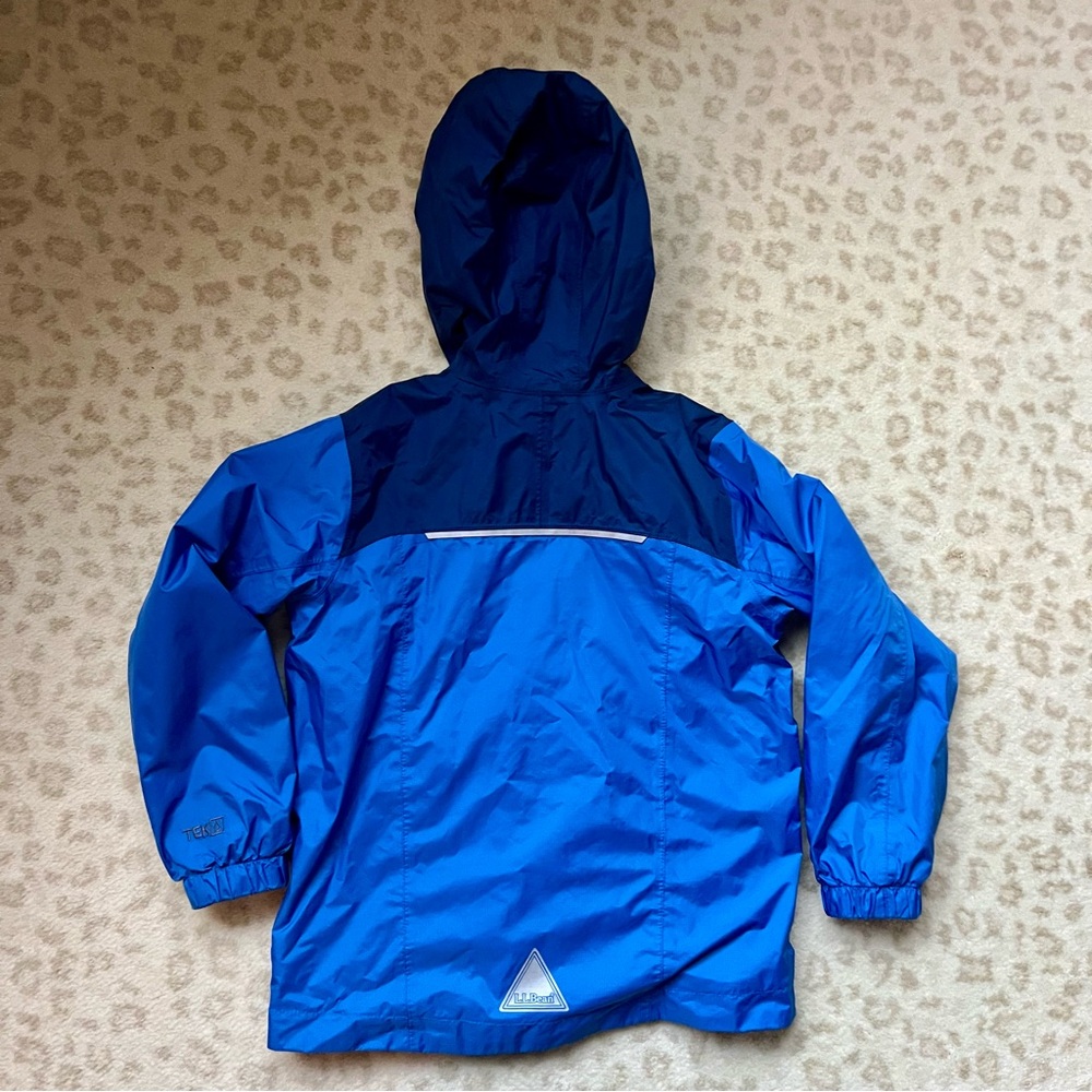L.L. Bean Kids Blue Hooded Fleece lined raincoat (size 5-6) - Picture 2 of 6